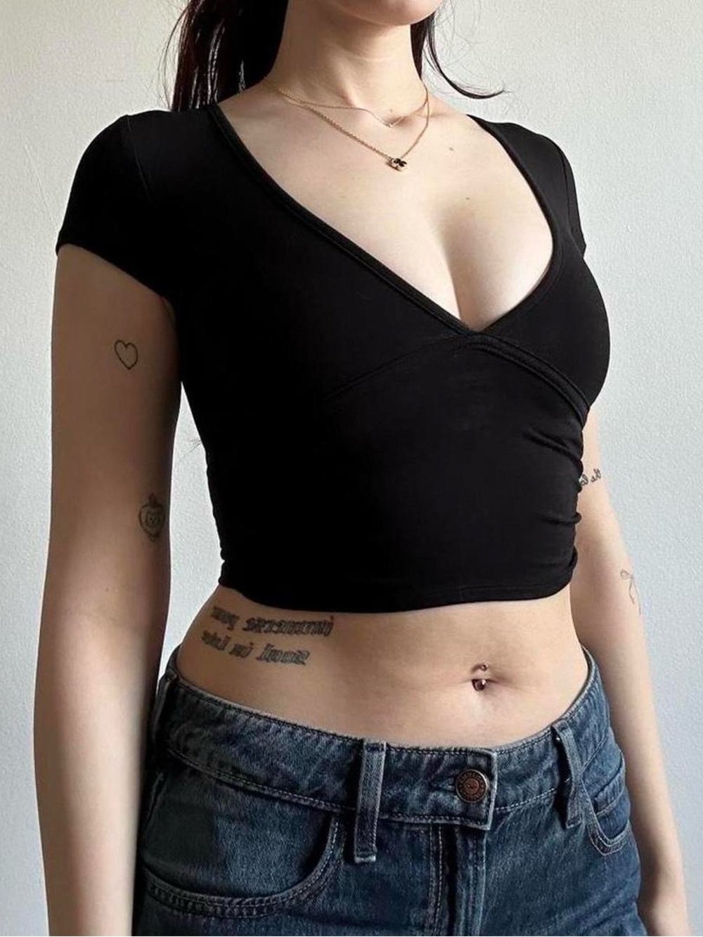 V Neck Cropped Garage Tshirt